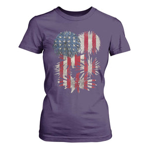 Funny American Fireworks Patriotic July 4th US Flag T Shirt For Women TS11 Purple Print Your Wear