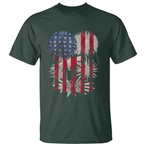 Funny American Fireworks Patriotic July 4th US Flag T Shirt TS11 Dark Forest Green Print Your Wear