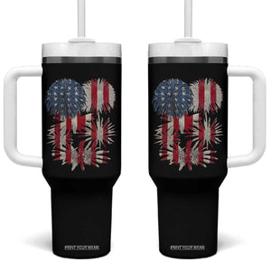 Funny American Fireworks Patriotic July 4th US Flag Tumbler With Handle TS11 One Size: 40 oz Black Print Your Wear