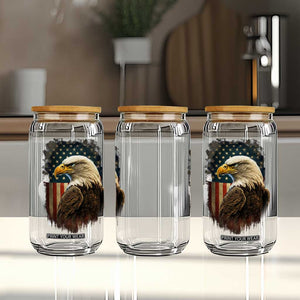 Funny American Flag Bald Eagle Patriotic 4th of July Glass Can TS11 Print Your Wear