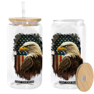 Funny American Flag Bald Eagle Patriotic 4th of July Glass Can TS11 Black Print Your Wear
