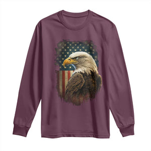 Funny American Flag Bald Eagle Patriotic 4th of July Long Sleeve Shirt TS11 Maroon Print Your Wear