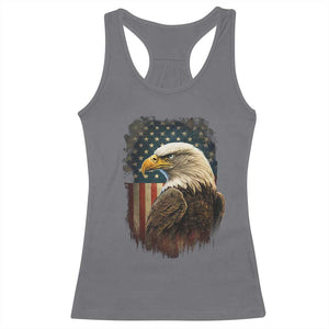 Funny American Flag Bald Eagle Patriotic 4th of July Racerback Tank Top TS11 Charcoal Print Your Wear