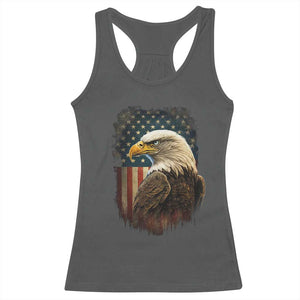 Funny American Flag Bald Eagle Patriotic 4th of July Racerback Tank Top TS11 Dark Heather Print Your Wear