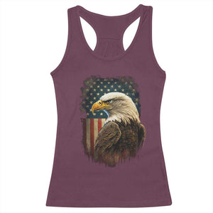 Funny American Flag Bald Eagle Patriotic 4th of July Racerback Tank Top TS11 Maroon Print Your Wear