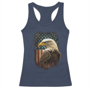 Funny American Flag Bald Eagle Patriotic 4th of July Racerback Tank Top TS11 Navy Print Your Wear