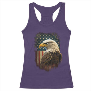 Funny American Flag Bald Eagle Patriotic 4th of July Racerback Tank Top TS11 Purple Print Your Wear