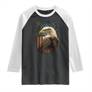 Funny American Flag Bald Eagle Patriotic 4th of July Raglan Shirt TS11 Black White Print Your Wear