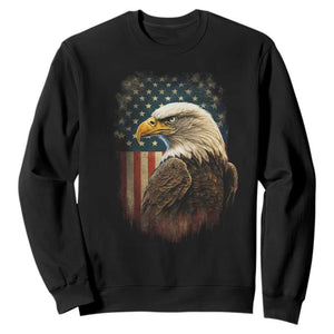 Funny American Flag Bald Eagle Patriotic 4th of July Sweatshirt TS11 Black Print Your Wear