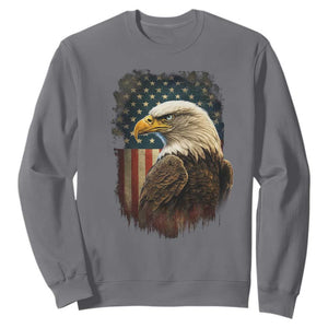 Funny American Flag Bald Eagle Patriotic 4th of July Sweatshirt TS11 Charcoal Print Your Wear