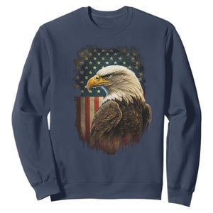 Funny American Flag Bald Eagle Patriotic 4th of July Sweatshirt TS11 Navy Print Your Wear