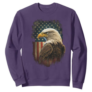 Funny American Flag Bald Eagle Patriotic 4th of July Sweatshirt TS11 Purple Print Your Wear