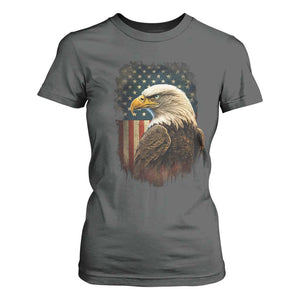 Funny American Flag Bald Eagle Patriotic 4th of July T Shirt For Women TS11 Dark Heather Print Your Wear