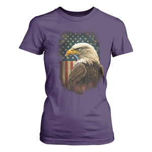 Funny American Flag Bald Eagle Patriotic 4th of July T Shirt For Women TS11 Purple Print Your Wear