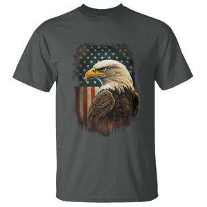 Funny American Flag Bald Eagle Patriotic 4th of July T Shirt TS11 Dark Heather Print Your Wear