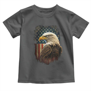 Funny American Flag Bald Eagle Patriotic 4th of July Toddler T Shirt TS11 Dark Heather Print Your Wear