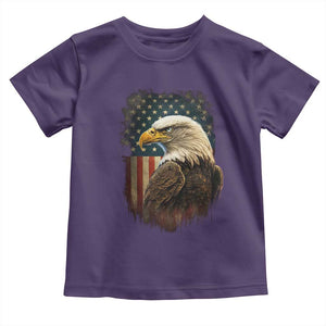 Funny American Flag Bald Eagle Patriotic 4th of July Toddler T Shirt TS11 Purple Print Your Wear