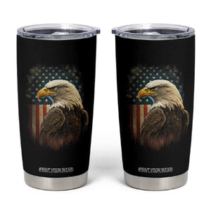 Funny American Flag Bald Eagle Patriotic 4th of July Tumbler Cup TS11 Black Print Your Wear