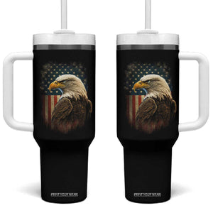 Funny American Flag Bald Eagle Patriotic 4th of July Tumbler With Handle TS11 One Size: 40 oz Black Print Your Wear
