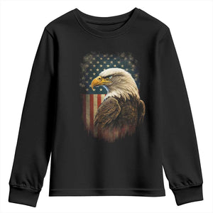 Funny American Flag Bald Eagle Patriotic 4th of July Youth Sweatshirt TS11 Black Print Your Wear