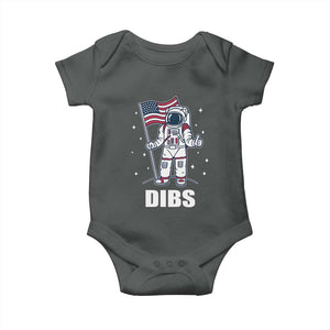 Funny Astronaut Dibs Moon Landing Baby Onesie Patriotic Space USA Meme for 4th of July TS10 Dark Heather Print Your Wear