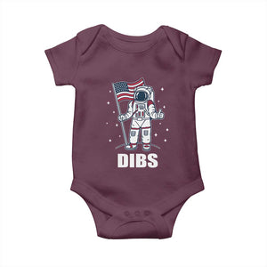 Funny Astronaut Dibs Moon Landing Baby Onesie Patriotic Space USA Meme for 4th of July TS10 Maroon Print Your Wear
