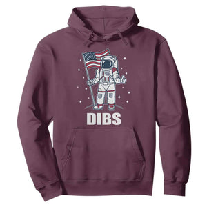 Funny Astronaut Dibs Moon Landing Hoodie Patriotic Space USA Meme for 4th of July TS10 Maroon Print Your Wear