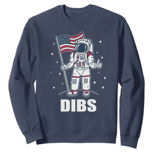 Funny Astronaut Dibs Moon Landing Sweatshirt Patriotic Space USA Meme for 4th of July TS10 Navy Print Your Wear