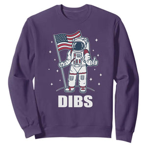 Funny Astronaut Dibs Moon Landing Sweatshirt Patriotic Space USA Meme for 4th of July TS10 Purple Print Your Wear