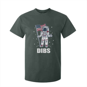 Funny Astronaut Dibs Moon Landing T Shirt For Kid Patriotic Space USA Meme for 4th of July TS10 Dark Forest Green Print Your Wear