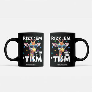 Funny Autism Giraffe Coffee Mug Rizz Em With The Tism TS02 Black Print Your Wear