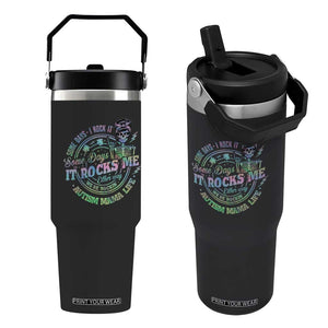Funny Autism Mama Life Flip Straw Tumbler Some Days I Rock It Some Days It Rock Me Autism Awareness TS11 One Size: 30 oz Black Print Your Wear