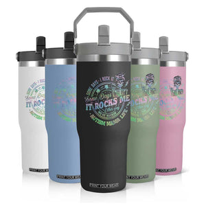 Funny Autism Mama Life Flip Straw Tumbler Some Days I Rock It Some Days It Rock Me Autism Awareness TS11 Print Your Wear