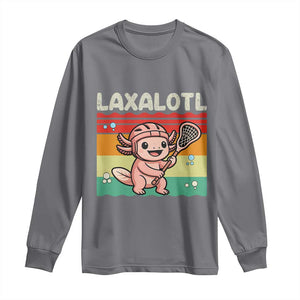 Funny Axolotl Lacrosse LAX Laxalotl Long Sleeve Shirt Lacrosse Player Retro Vintage TS11 Charcoal Print Your Wear