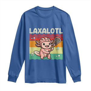 Funny Axolotl Lacrosse LAX Laxalotl Long Sleeve Shirt Lacrosse Player Retro Vintage TS11 Royal Blue Print Your Wear