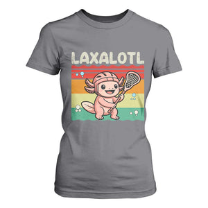 Funny Axolotl Lacrosse LAX Laxalotl T Shirt For Women Lacrosse Player Retro Vintage TS11 Charcoal Print Your Wear