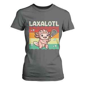 Funny Axolotl Lacrosse LAX Laxalotl T Shirt For Women Lacrosse Player Retro Vintage TS11 Dark Heather Print Your Wear