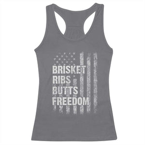 Funny BBQ Brisket Ribs Butts Freedom Racerback Tank Top 4th Of July Meat Smoking American Flag TS11 Charcoal Print Your Wear