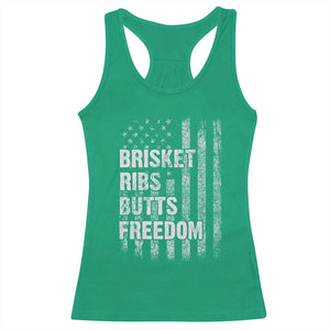 Funny BBQ Brisket Ribs Butts Freedom Racerback Tank Top 4th Of July Meat Smoking American Flag TS11 Irish Green Print Your Wear