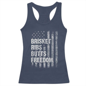 Funny BBQ Brisket Ribs Butts Freedom Racerback Tank Top 4th Of July Meat Smoking American Flag TS11 Navy Print Your Wear