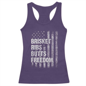 Funny BBQ Brisket Ribs Butts Freedom Racerback Tank Top 4th Of July Meat Smoking American Flag TS11 Purple Print Your Wear