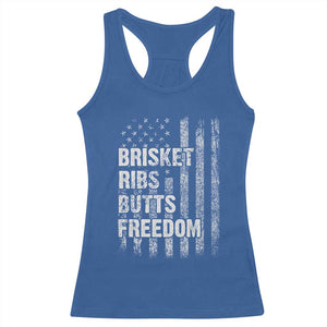 Funny BBQ Brisket Ribs Butts Freedom Racerback Tank Top 4th Of July Meat Smoking American Flag TS11 Royal Blue Print Your Wear