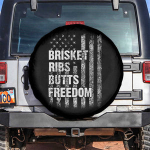 Funny BBQ Brisket Ribs Butts Freedom Spare Tire Cover 4th Of July Meat Smoking American Flag TS11 No hole Black Print Your Wear