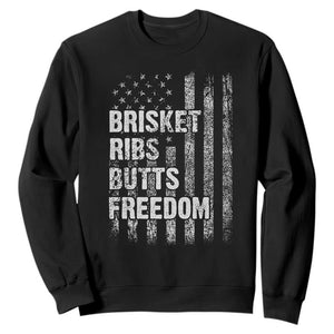 Funny BBQ Brisket Ribs Butts Freedom Sweatshirt 4th Of July Meat Smoking American Flag TS11 Black Print Your Wear