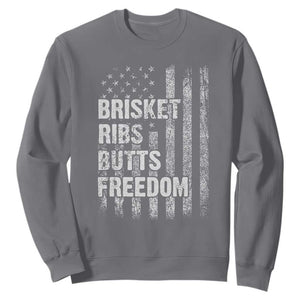 Funny BBQ Brisket Ribs Butts Freedom Sweatshirt 4th Of July Meat Smoking American Flag TS11 Charcoal Print Your Wear
