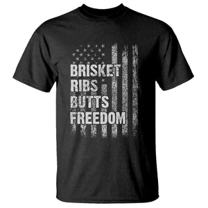 Funny BBQ Brisket Ribs Butts Freedom T Shirt 4th Of July Meat Smoking American Flag TS11 Black Print Your Wear