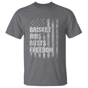 Funny BBQ Brisket Ribs Butts Freedom T Shirt 4th Of July Meat Smoking American Flag TS11 Charcoal Print Your Wear