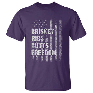 Funny BBQ Brisket Ribs Butts Freedom T Shirt 4th Of July Meat Smoking American Flag TS11 Purple Print Your Wear
