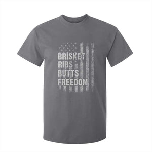 Funny BBQ Brisket Ribs Butts Freedom T Shirt For Kid 4th Of July Meat Smoking American Flag TS11 Charcoal Print Your Wear