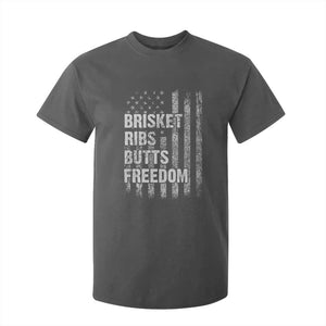 Funny BBQ Brisket Ribs Butts Freedom T Shirt For Kid 4th Of July Meat Smoking American Flag TS11 Dark Heather Print Your Wear